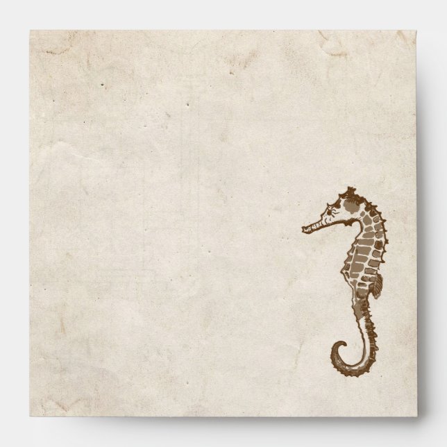 Vintage Sea Horse Beach Envelope (Front)