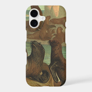 Vintage Sea Lions on the Beach, Marine Life Animal