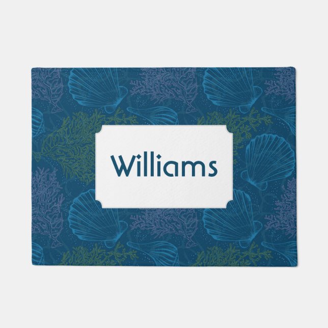 Vintage Sea Pattern | Add Your Name Doormat (Front)