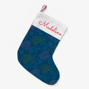 Vintage Sea Pattern   Add Your Name Small Christmas Stocking