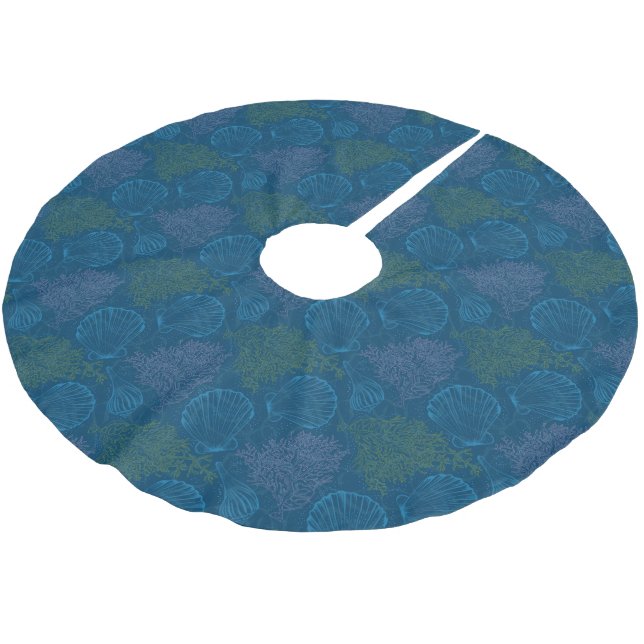 Vintage Sea Pattern Brushed Polyester Tree Skirt (Angled)