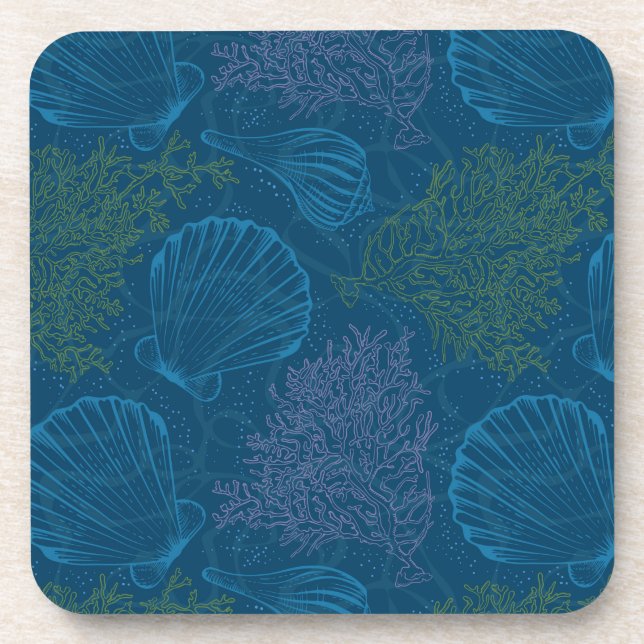 Vintage Sea Pattern Coaster (Front)