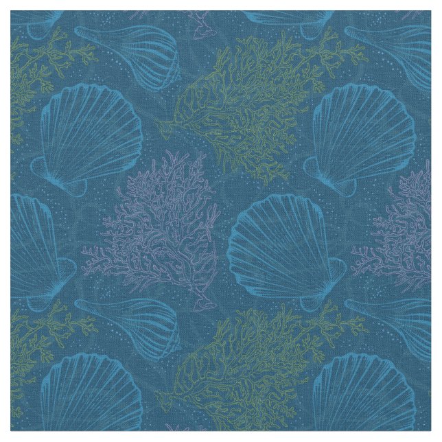 Vintage Sea Pattern Fabric (Close Up)