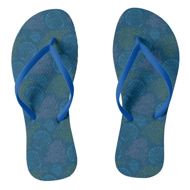 Vintage Sea Pattern Flip Flops (Footbed)