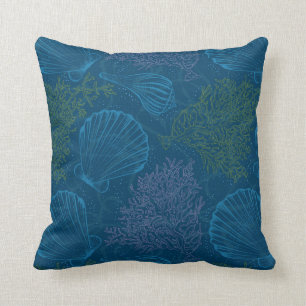 Vintage Sea Pattern Throw Pillow