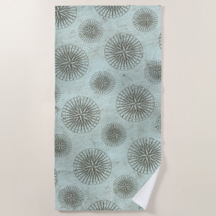 Vintage Sea Shanty Steampunk Compass Ephemera Beach Towel