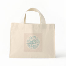 Vintage Sea Shells on Wave Pattern