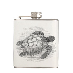 Vintage Sea Turtle Personalized Marine Turtles Hip Flask