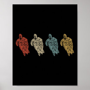 Vintage Sea Turtles Animal Environmental Gift  Poster