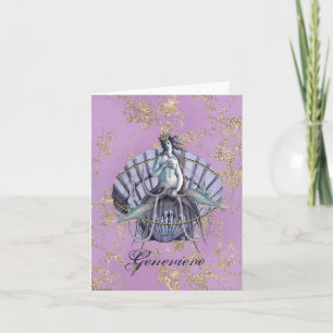 Vintage Sea Witch Collage Purple & Gold Note Cards