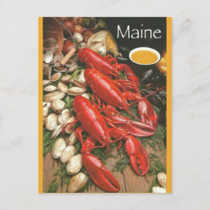 Vintage Seafood in Maine Postcard
