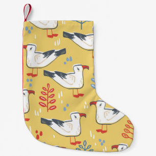 Vintage Seagull Leaves Natural Pattern Small Christmas Stocking