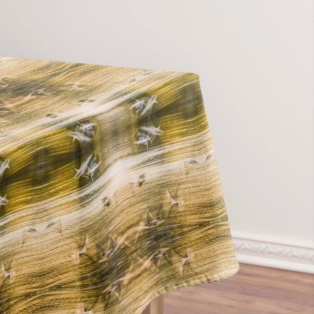 Vintage seagulls in flight pattern tablecloth (In Situ)
