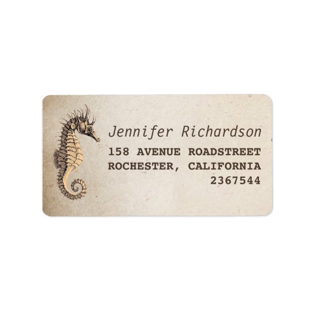 vintage seahorse address labels (Front)