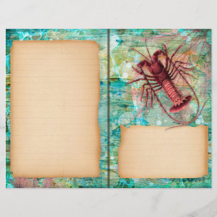 Vintage Seahorse and Lobster Journal Page