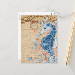 Vintage seahorse Collage Postcard