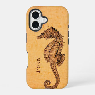 Vintage Seahorse Illustration iPhone 16 Case