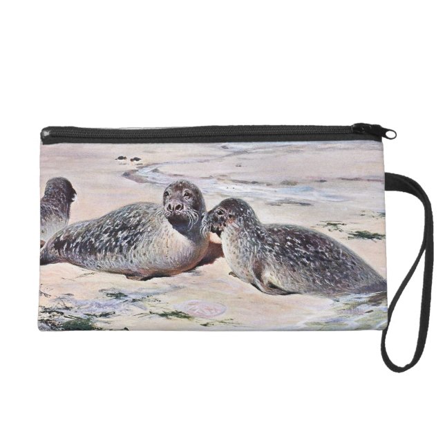 Vintage Seals on the Beach Art Wristlet (Front)