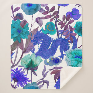 vintage seamless asian traditional patterns. Japan Sherpa Blanket