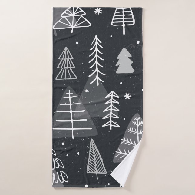 Vintage seamless background with christmas trees.  bath towel (Bath Towel)