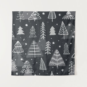 Vintage seamless background with christmas trees. tapestry