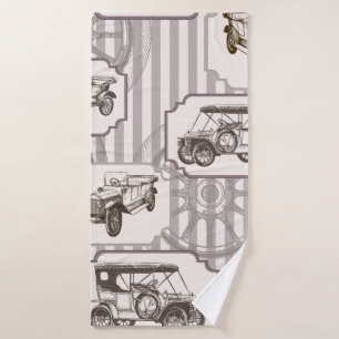 Vintage seamless background with vintage retro car bath towel