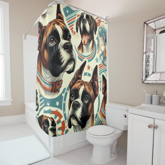 Vintage Seamless Boxer Dog Illustration (In Situ)