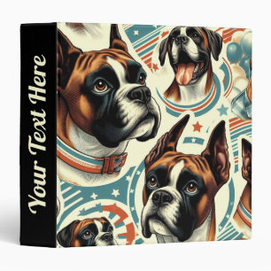 Vintage Seamless Boxer Dog Illustration Binder
