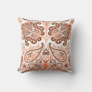 Vintage seamless colourful pattern in paisley styl throw pillow