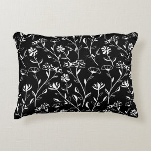Vintage Seamless Contour Floral Pattern. Hand Draw Accent Pillow