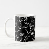Vintage Seamless Contour Floral Pattern. Hand Draw