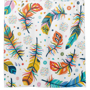 Vintage seamless feathers pattern in boho style