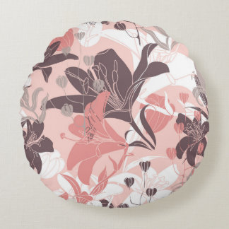 vintage seamless floral pattern. Curtain design. M Round Pillow