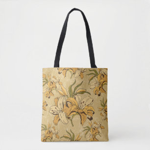 vintage seamless floral pattern with retro flowers tote bag