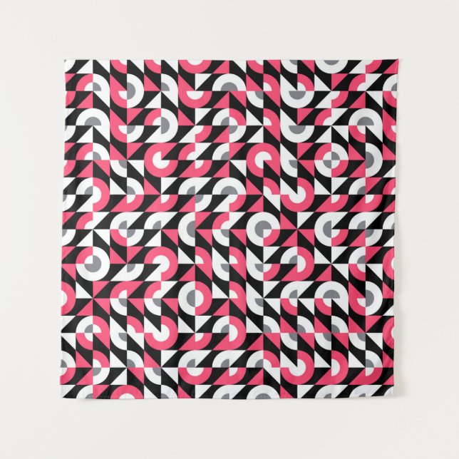 Vintage seamless glitch pattern with bold geometri tapestry (Front)