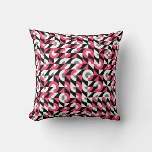 Vintage seamless glitch pattern with bold geometri throw pillow