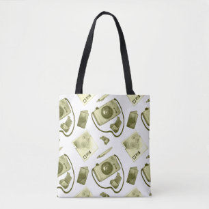 Vintage seamless hipster sepia pattern consisting tote bag