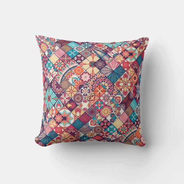 Vintage Seamless: Islamic Hand Drawn. Throw Pillow (Front)