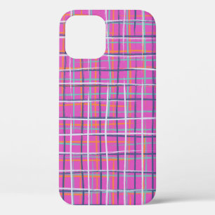 Vintage seamless minimalist plaid pattern with thi iPhone 12 case