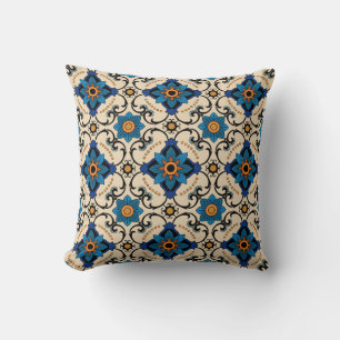 Vintage seamless pattern. Colourful ethnic ornamen Throw Pillow
