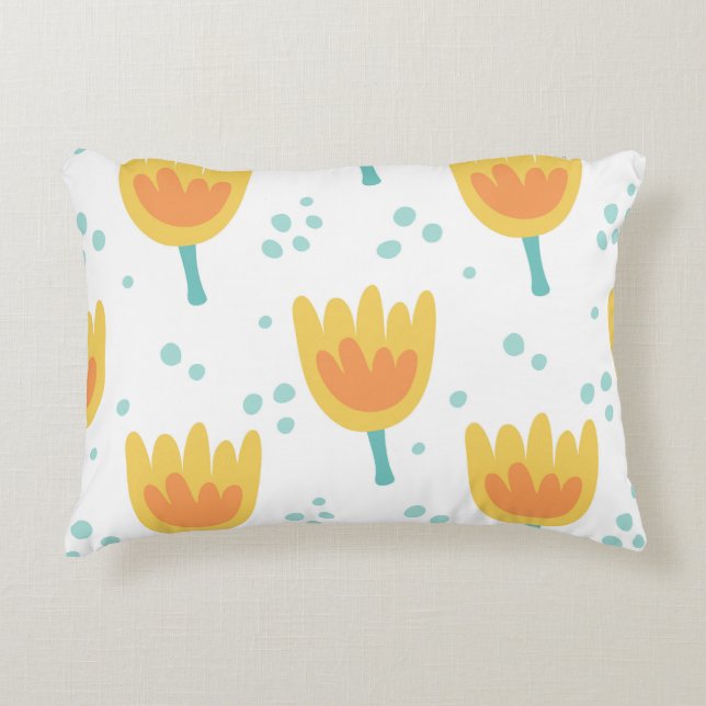 Vintage seamless pattern,  cute flowers pattern70s accent pillow (Front)