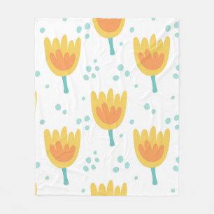 Vintage seamless pattern, cute flowers pattern70s fleece blanket