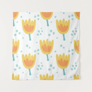 Vintage seamless pattern,  cute flowers pattern70s tapestry