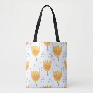 Vintage seamless pattern, cute flowers pattern70s tote bag