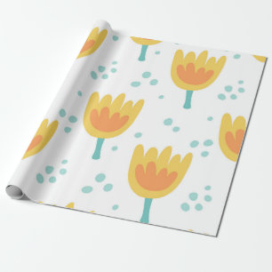 Vintage seamless pattern,  cute flowers pattern70s wrapping paper