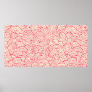 vintage seamless pattern. Hand drawn abstract wavy Poster
