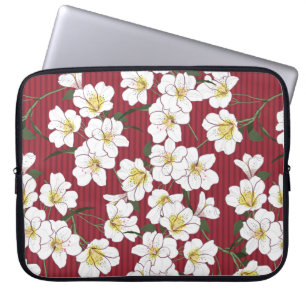 vintage Seamless Pattern Hand Drawn white garden f Laptop Sleeve