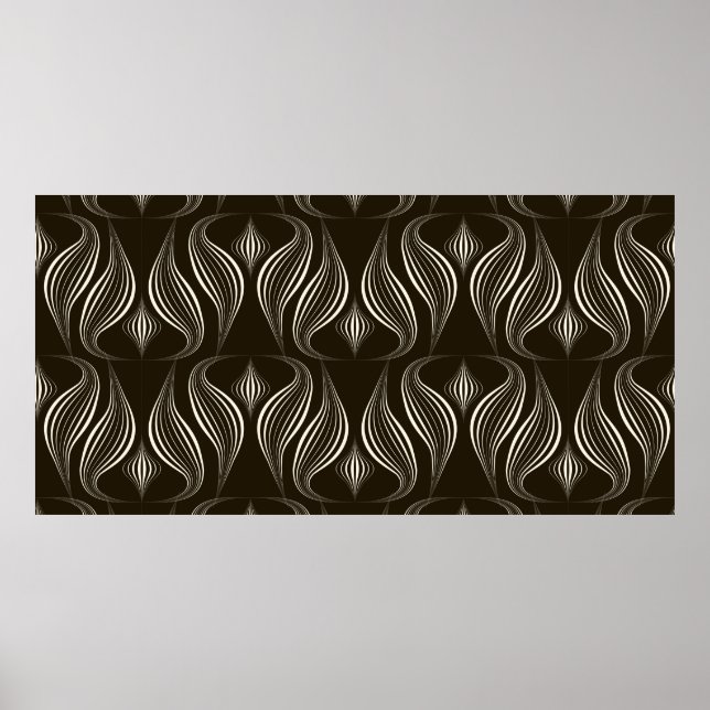 vintage seamless pattern monochrome ornament with  poster (Front)