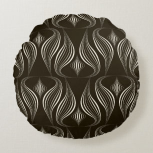 vintage seamless pattern monochrome ornament with  round pillow