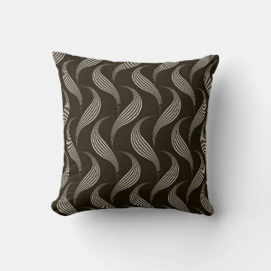 vintage seamless pattern monochrome ornament with  throw pillow
